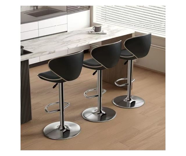 Króm fém bárszék fekete műbőr Hedli 45x51x83-105 cm