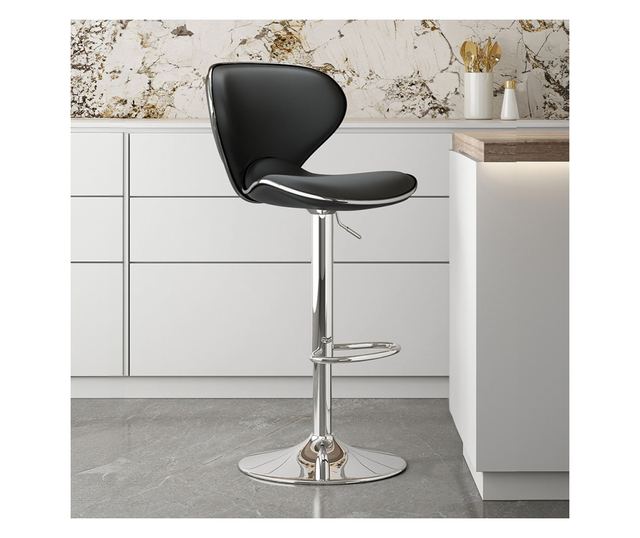 Króm fém bárszék fekete műbőr Hedli 45x51x83-105 cm