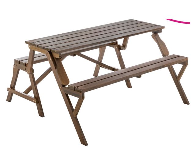 Zagri barna fa kerti asztal 139,5x133,5x73 cm