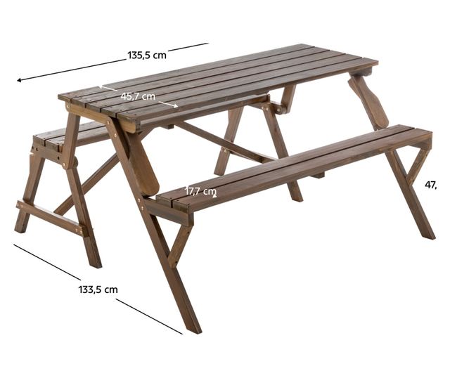 Zagri barna fa kerti asztal 139,5x133,5x73 cm