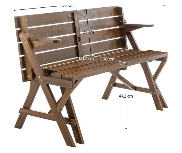 Zagri barna fa kerti asztal 139,5x133,5x73 cm