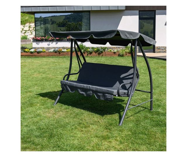 Kemi Kerti Hintaágy 3 Személyes Szürke 199x120x175 cm