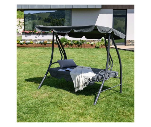 Kemi Kerti Hintaágy 3 Személyes Szürke 199x120x175 cm