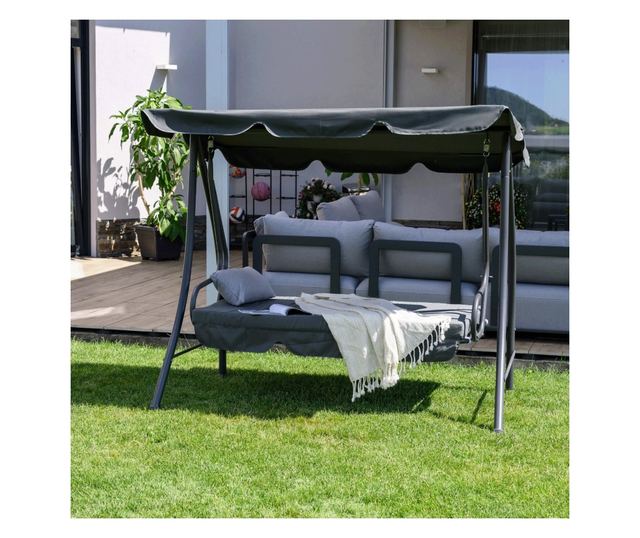 Kemi Kerti Hintaágy 3 Személyes Szürke 199x120x175 cm