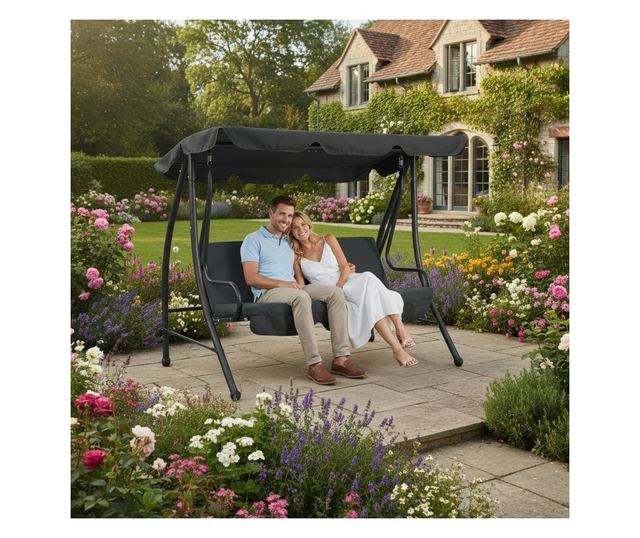 Kemi Kerti Hintaágy 3 Személyes Szürke 199x120x175 cm