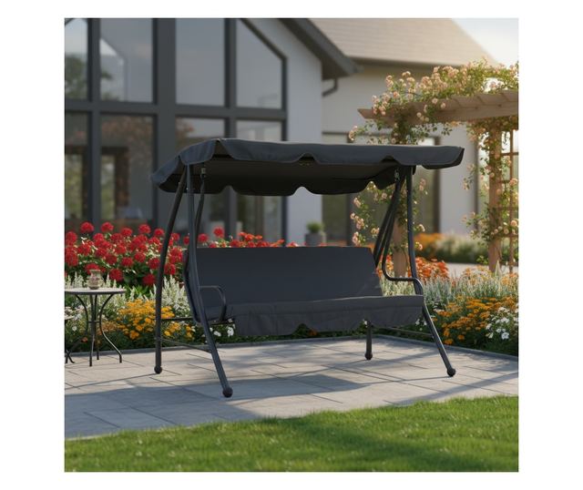 Kemi Kerti Hintaágy 3 Személyes Szürke 199x120x175 cm