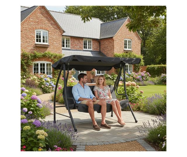 Kemi Kerti Hintaágy 3 Személyes Szürke 199x120x175 cm