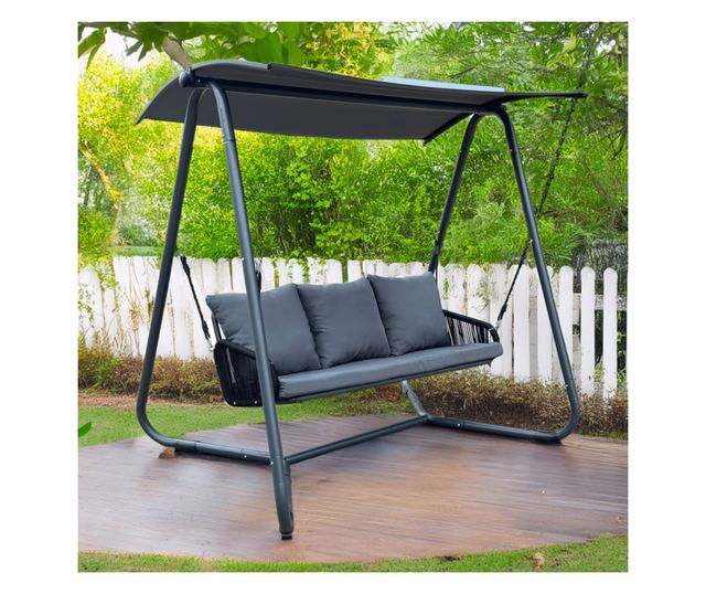 Jaira 3 személyes kerti hinta - Szürke, 190x147x180 cm