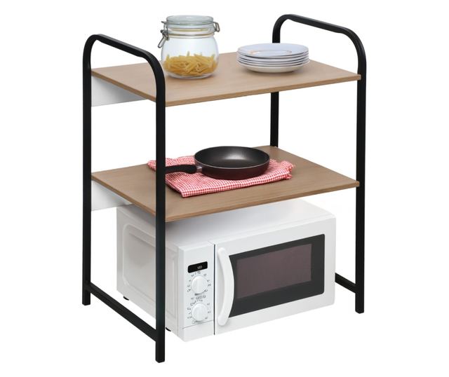 Bayan MDF Barna Fekete Fém Polc 53x35x67 cm