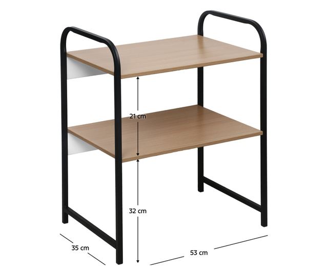 Bayan MDF Barna Fekete Fém Polc 53x35x67 cm