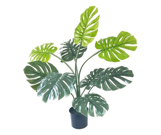 Mesterséges Monstera Növény 68 cm, Valósághű Zöld Levelek, Természetes Megjelenés, Fekete Cseréppel