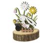 Decoratiune pe lemn, iepuras cu flori, 7.5x10 cm