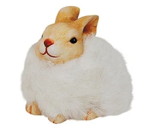 Figurina ceramica iepuras, blanita textil, 6x9x7 cm