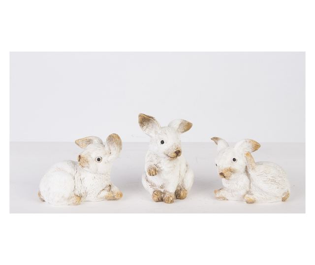 Figurina iepuras, alb/natur, 6x8 cm