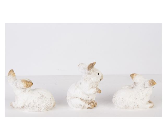 Figurina iepuras, alb/natur, 6x8 cm