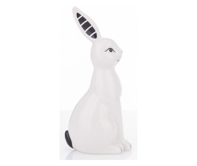 Figurina ceramica iepuras, alb, 19x7x9 cm