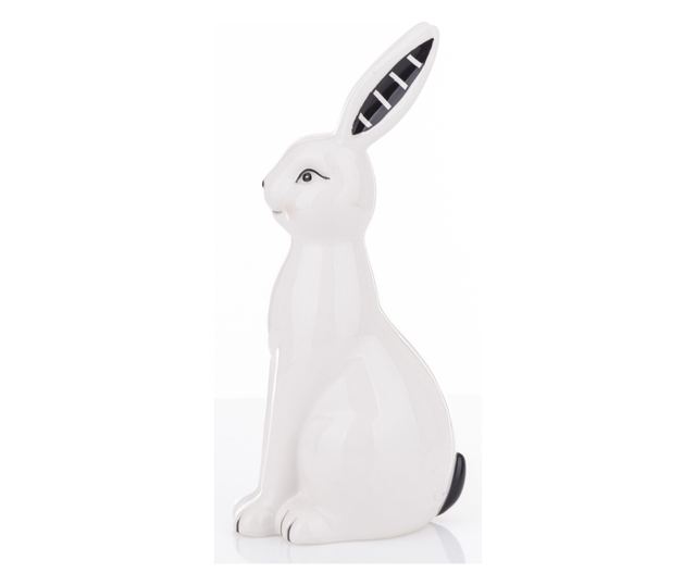 Figurina ceramica iepuras, alb, 19x7x9 cm