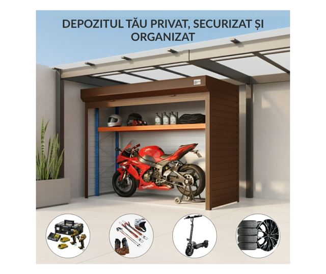 ParkingBox® Motobox Beltéri tárolószekrény, motortároló, bútor, robogók, kerékpárok, tökéletes teraszokra