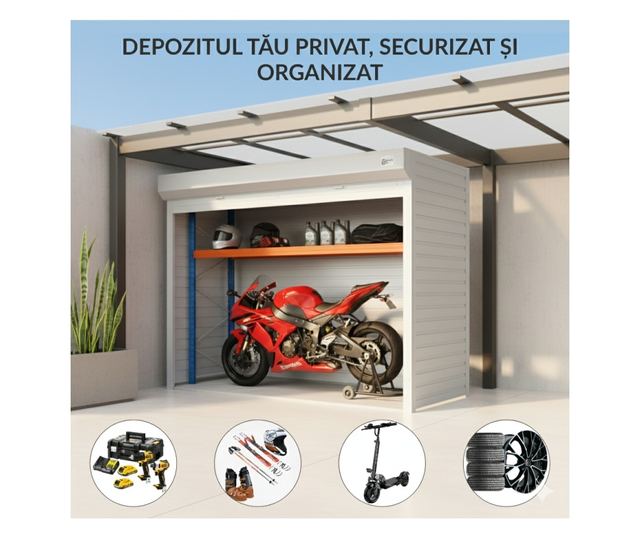 ParkingBox® Motobox Beltéri tárolószekrény, motortároló, bútor, robogók, kerékpárok, tökéletes teraszra