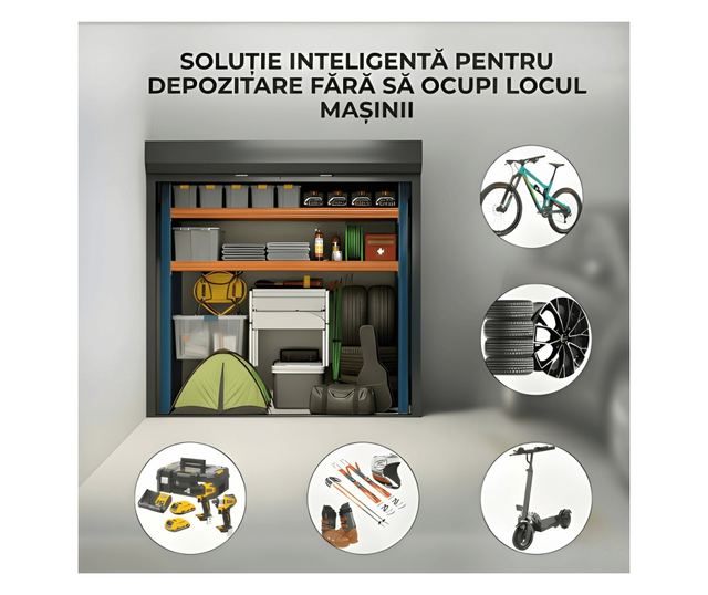 ParkingBox® Simple Tárolószekrény, Egy oldalas, tökéletes belső terekbe, mélygarázsba, garázsba, kerékpártároláshoz, bútor