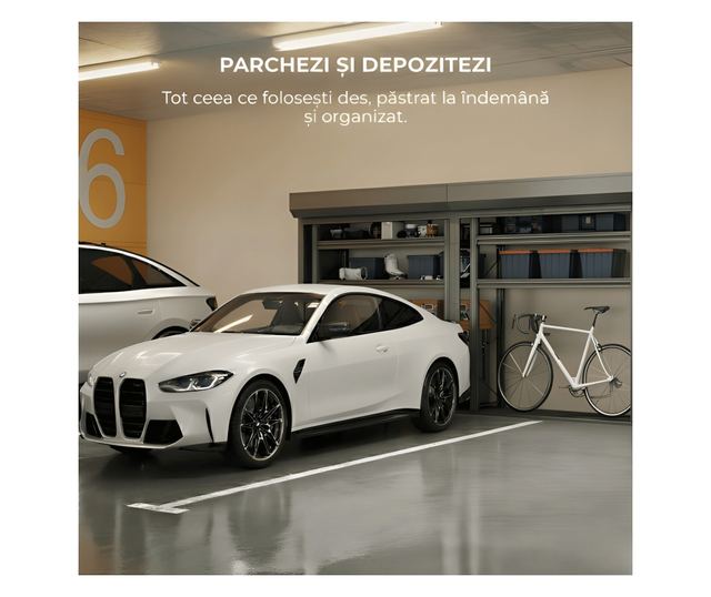 ParkingBox® Simple Tárolószekrény, Egy oldalas, tökéletes belső terekbe, mélygarázsba, garázsba, kerékpártároláshoz, bútor