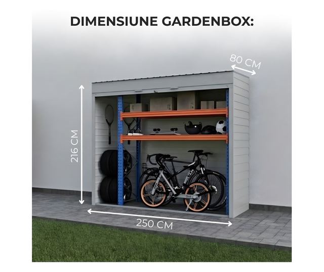 ParkingBox® GardenBox Grande Kültéri Tárolószekrény, Robogó, Kerékpár, Kerék, Szerszámtároló, Tökéletes Teraszra