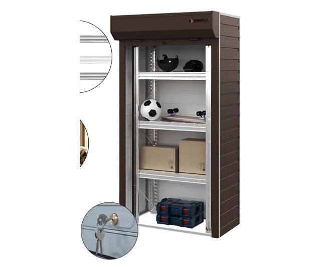 ParkingBox® BalconBox Tárolószekrény, Fém, Barna, Szerszámoknak, Dobozoknak, Sportfelszereléseknek, Tökéletes Beltérre