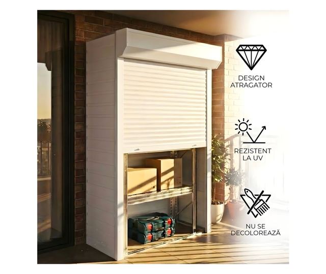 ParkingBox® BalconBox Tárolószekrény, Fém, Fehér, Szerszámokhoz, Dobozokhoz, Sportfelszerelésekhez, Tökéletes Beltérre