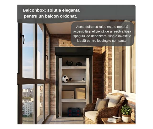 ParkingBox® BalconBox Tárolószekrény erkélyre, fém, tároló szerszámoknak, dobozoknak, sportfelszerelésnek, ideális beltérre