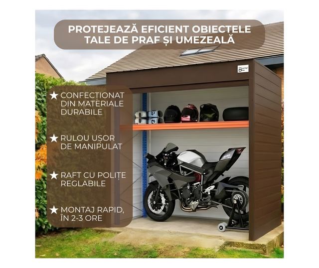 ParkingBox® Kerti tároló, fém, motorkerékpár tároló, bútor, robogó, tökéletes teraszra,