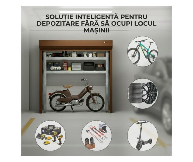 ParkingBox® Kompakt Beltéri Tárolószekrény, Tároló sportfelszerelésekhez, Kerékpárokhoz, Robogókhoz, Bútorokhoz, Munkaszerszámok