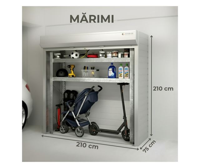 ParkingBox® Kompakt beltéri tárolószekrény, tároló kerékpárokhoz, szerszámokhoz, kerekekhez, rollerekhez, bútorokhoz, tökéletes