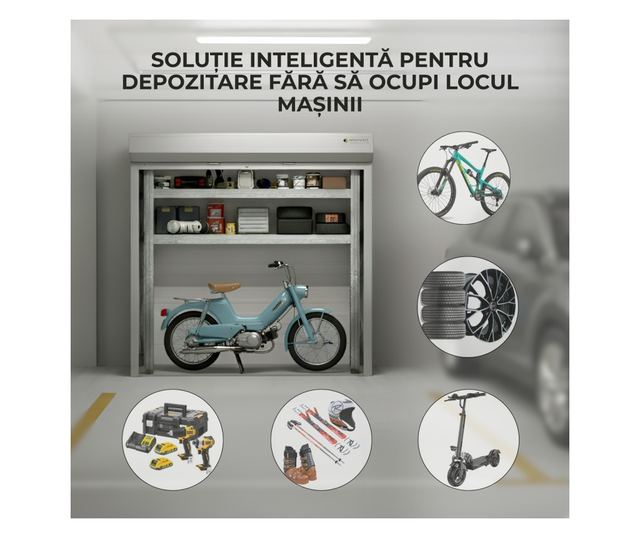 ParkingBox® Kompakt beltéri tárolószekrény, tároló kerékpárokhoz, szerszámokhoz, kerekekhez, rollerekhez, bútorokhoz, tökéletes