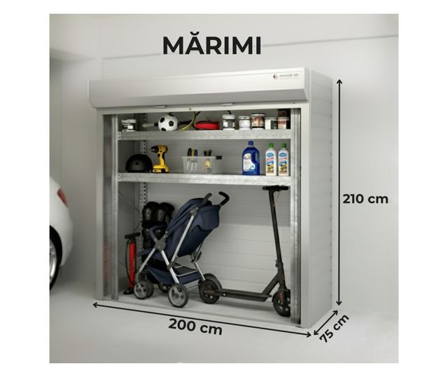 ParkingBox® Kompakt beltéri tárolószekrény, tároló kerékpárokhoz, szerszámokhoz, kerekekhez, rollerekhez, bútorokhoz, tökéletes