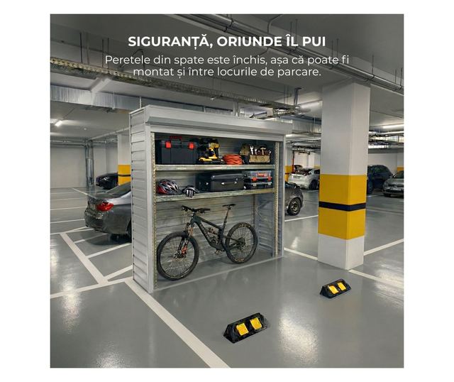 ParkingBox® Kompakt beltéri tárolószekrény, tároló kerékpárokhoz, szerszámokhoz, kerekekhez, rollerekhez, bútorokhoz, tökéletes