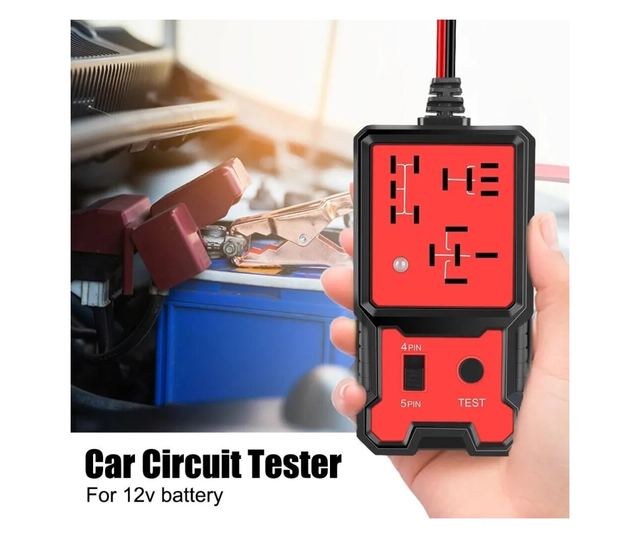 Autóipari relé teszter LED kijelzővel, Techstar® CNBJ707, 4 és 5 tűs csatlakozókkal kompatibilis