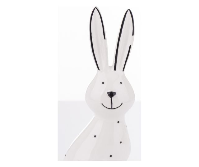 Figurina ceramica iepuras, alb/negru, 20x8x5 cm