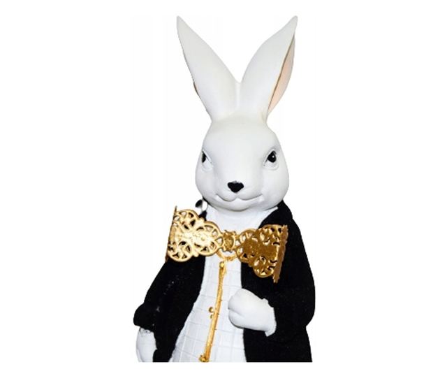 Figurina iepuras-fetita, costum negru/alb, 8x26 cm