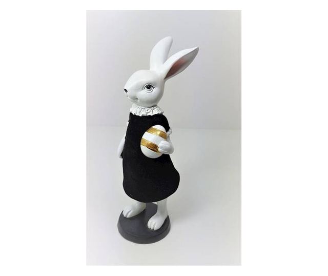 Figurina iepuras-fetita, costum negru/alb, 8x26 cm