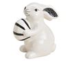 Figurina ceramica iepuras cu ou, alb/negru, 9x14x11 cm