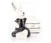 Figurina ceramica iepuras cu ou, negru/alb, 8,5x7,5x7 cm