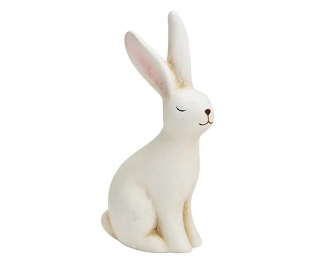 Figurina ceramica iepuras, alb, 6x16x4 cm / 4x14x8 cm