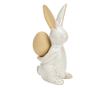 Figurina ceramica iepuras cu ou, crem, 6x13x6 cm