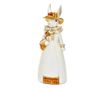 Figurina iepuras, costum alb/auriu, 13x36x11 cm