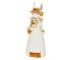 Figurina iepuras, costum alb/auriu, 13x36x11 cm