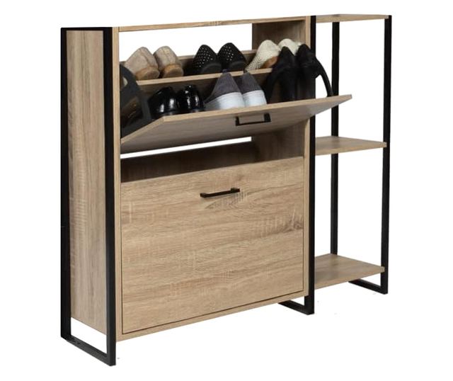 Melisa cipőtartó fém vázzal, tölgyfa, 85x24xH95 cm