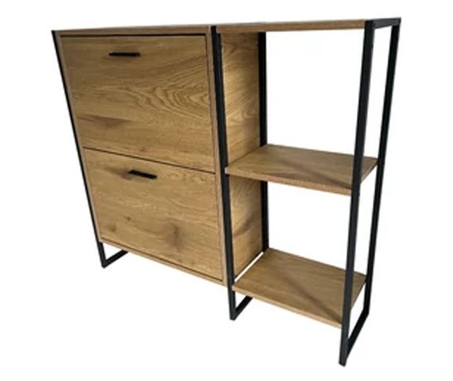 Melisa cipőtartó fém vázzal, tölgyfa, 85x24xH95 cm