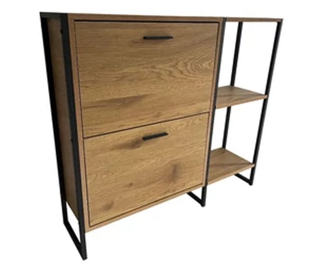 Melisa cipőtartó fém vázzal, tölgyfa, 85x24xH95 cm