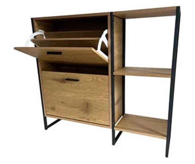 Melisa cipőtartó fém vázzal, tölgyfa, 85x24xH95 cm