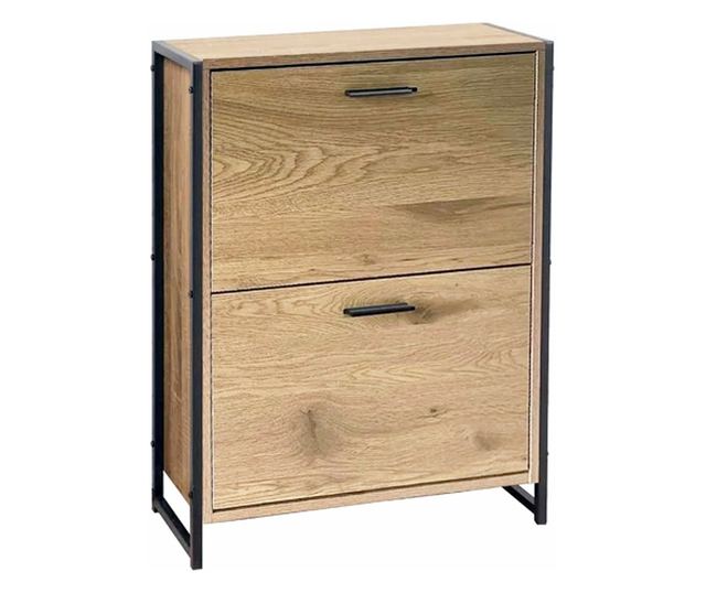 Piza cipős szekrény két fiókkal, tölgyfa, 60x24x80 cm